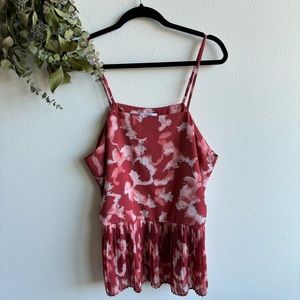 Nine West | Red & Pink Ruffle Tank